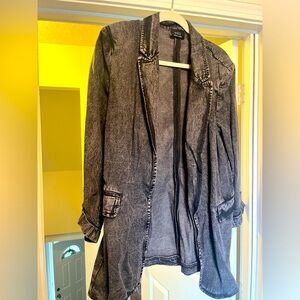 Faded black denim blazer